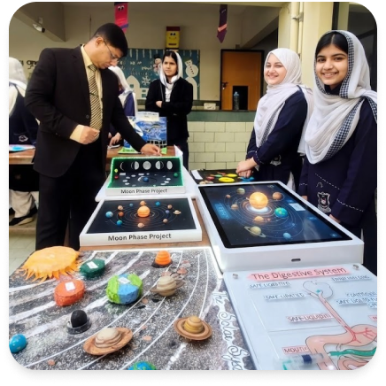 Astronomy and solar system project exhibition during annual science fair